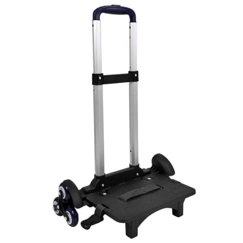 Rucksack Trolley - Rolltrolley Hand Aluminiumlegierung Falttrolley Warenkorb für Rucksack (Blau, 6 Räder/Verbesserte Version)