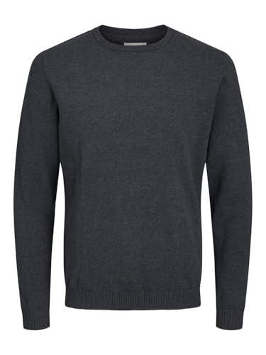 JACK & JONES Herren Jjebasic Knit Crew Neck Noos Pullover, Dark Grey Melange, L EU