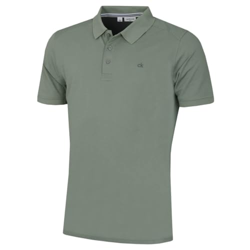 Calvin Klein Herren Campus 3 Knopf Kragen Polo Hemd - Salbei - L