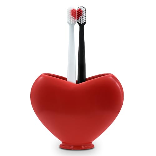 mikamax Herz-Zahnbürsten Geschenkset – Herzförmige Zahnbürsten – Pärchengeschenk – 2 Zahnbürsten – Geschenkbox