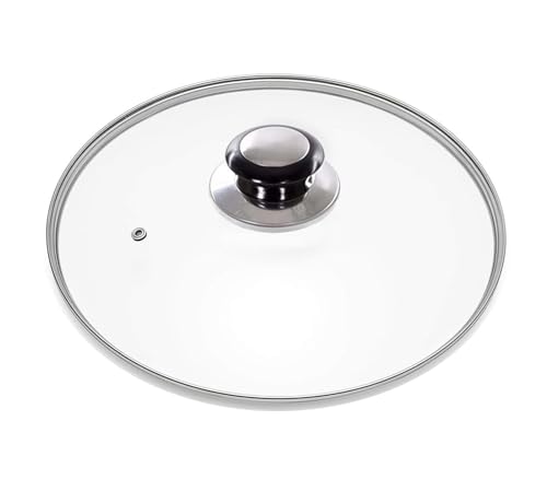 Bahob庐 Stielkasserolle aus geh盲rtetem Glas mit Deckel von KitchenCraft -Glasdeckel f眉r Pfannen und T枚pfe von 14 cm bis 36 cm 18 cm