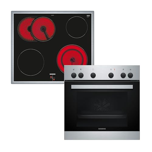 Siemens EQ110KA2EE iQ100 Herd-Glaskeramik-Kochfeld-Kombination (herdgesteuert), 59,4 cm breit, Schnellaufheizung, 3D-Heißluft Plus Backen auf 3 Ebenen