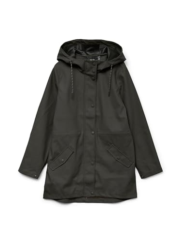 VERO MODA Damen Regenjacke VMMalou wasserabweisender Parka mit Kapuze 10266982 peat M