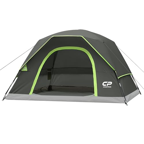 CAMPROS CP Campingzelt 4 Personen Wasserdicht, Familienzelt mit Moskitonetz & Belüftung, Kuppelzelt mit Schnellaufbau, Leichtes Outdoor Zelt für Camping, Festival & Trekking, 244 x 213 x 127 cm