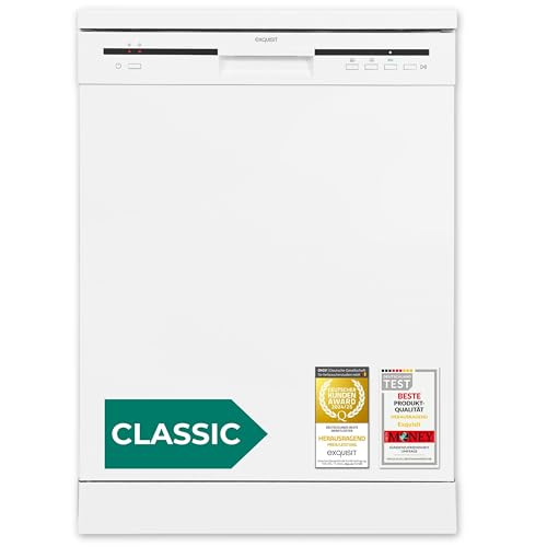 Exquisit CLASSIC Geschirrspüler 60 cm, 11 Liter, Freistehend Unterbaufähig, 12 Maßgedecke, 3 Spülprogramme, ECO, GSP56012-030E weiss