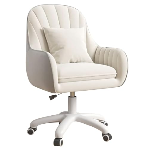 Aivermeil Homeoffice Stuhl, SamtStuhl mit Kopfkissen, 360° drehbar Höhenverstellbar Bürostuhl ergonomisch, Schminkstuhl Drehstuhl,für Arbeitszimmer Schlafzimmer,bis 120kg belastbar Beige