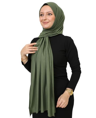 Prien Hijab Kopftuch Für Damen, Frauen Schal Kleider, Modern Kopftücher Weicher Jersey, Muslim Kleid Türkisch Premium Gebetskopftuch, Umrah Geschenk, Hijab Set (Khaki)