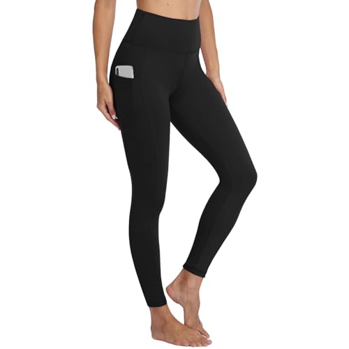 Gayhay Leggings Damen High Waist Sport Leggins mit Taschen Blickdicht Sporthose Lang Hose Bauchweg Laufhose für Sport Yoga Gym Schwarz XXL