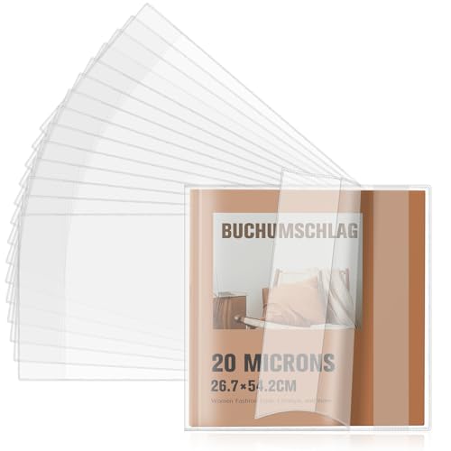 12 Stück Buchumschlag 26,5 PVC 200µ Buchschoner Buchhülle 26,9 x 54,6cm Transparent Buchhüllen Buchumschläge Schulbücher Mit Kantenschutz Sparpack für Schüler Bücherliebhaber