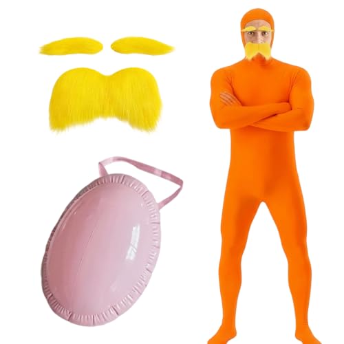 PWCTNT 3 Stück Orangener Ganzkörperanzug, Halloween Party Kostüm (150cm)