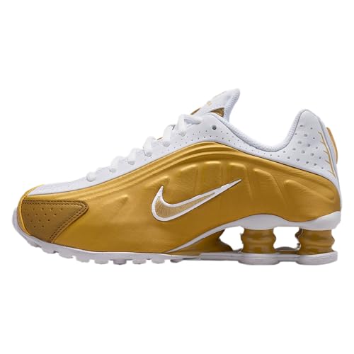 Nike Shox R4 Big Kids Schuhe (Metallic Gold/Weiß/Metallic Gold), Metallic Gold/Weiß/Metallic Gold, 7 Big Kid