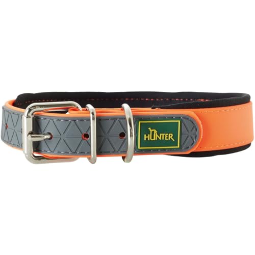 HUNTER Hundehalsband CONVENIENCE COMFORT, Farbe: neonorange, Mit Neopren-Polsterung, witterungsbeständig, pflegeleicht, ideal für Sport & Freizeit, Größe: 55