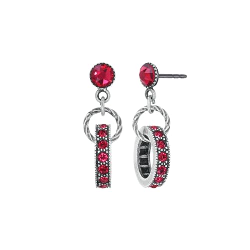 Konplott: pendelnde Ohrstecker Colour Rings, moderne futuristische Ohrstecker mit Kristallring, für Damen/Frauen (rot)