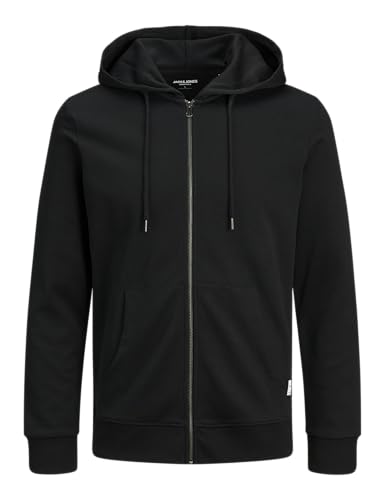 JACK & JONES Herren Basic Reißverschluss Baumwoll Hoodie - Schwarz - L