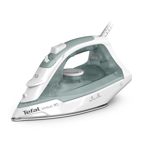 Tefal Virtuo 30 Dampfbügeleisen, 2000 W, 27 g/Min. Dampfabgabe, 120 g/Min. Dampfstoß, 30 Sek. Aufheizzeit, Vertikaldampf, Tropfstopp, Präzisionsbügelspitze, Eukalyptus, FV2C42E0