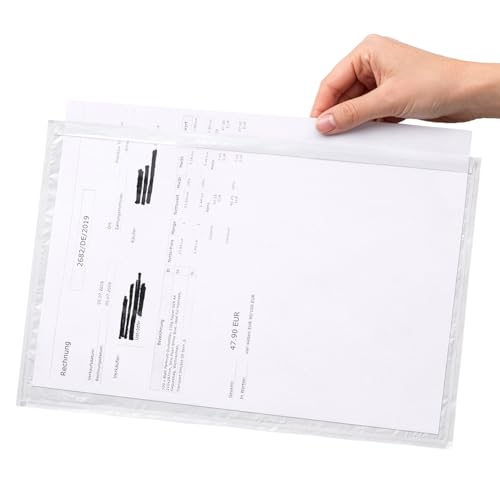 Netuno 250 transparente Lieferscheintaschen selbstklebend DIN C4 26 x 32,5 cm Begleitpapiertasche Dokumententasche Rechnungstasche groß Pakettaschen Packlistenumschläge Lieferscheine Garantiekarten
