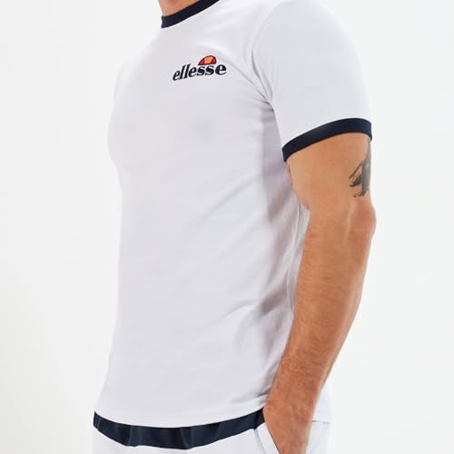 Ellesse Herren Meduno T-Shirt, Weiß, Kurzam, Rundhals, Regular Geschnitten, L EU