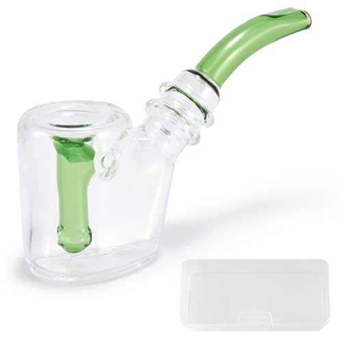 WANNTO Glas 2-in-1 Tabakpfeife und Mini-Bong Wasserpfeife, 15,5 cm langlebige Borosilikat-Bong mit Aufbewahrungskoffer