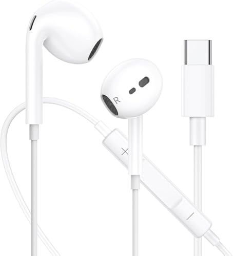 iPhone16 Kopfhörer mit Kabel USB C, USBC Kopfhörer für iPhone 15 Plus/Pro/Max, In Ear Ohrhörer HiFi Stereo mit Mikrofon Kabelkopfhörer für iPad Pro Air Mini/Samsung S25 S24 S23 S22 Ultra A55/Pixel usw