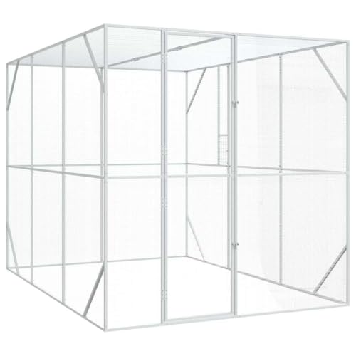 vidaXL Vogelkäfig Anthrazit 210 x 304 x 213 cm Verzinkter Stahl, Moderne Outdoor-Voliere, geräumiger Vogelkäfig, rechteckiges Design, Robustes Gartenheim für Haustier-Vögel.