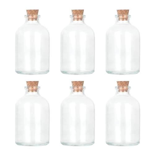 Magic Season Dekorative Runde Glasflaschen mit Korkverschluss (6 Stücks / 50 ml)