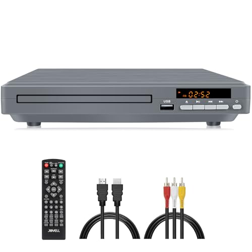 DVD-Player HDMI Region-Free für Fernseher, 1080P Hochskalierung, USB-Eingang, Koaxial/HDMI/RCA-Ausgänge, Breakpoint-Speicher, PAL/NTSC, HD DVD/CD-Player für Zuhause (2025 Neu, Elegant Grau)