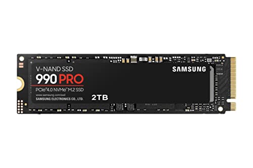 Samsung 990 PRO NVMe M.2 SSD, 2 TB, PCIe 4.0, 7.450 MB/s Lesen, 6.900 MB/s Schreiben, Interne SSD, Interne SSD für Gaming und Videobearbeitung, Schwarz, MZ-V9P2T0BW
