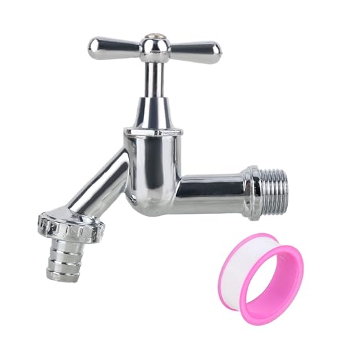 XCDMJ 1/2 Zoll Wasserhahn Garten Messing Kugelhahn Aussen Frostsicher Auslaufhahn mit 1 Schlauchanschlüsse Mit 1x Rollendichtband,Wasserhahn Aussen Für Garten,Aus Messing Rost