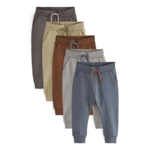 NEXT Jungen Jogginghose im 5er-Pack Khaki/Grau/Blau 98-104