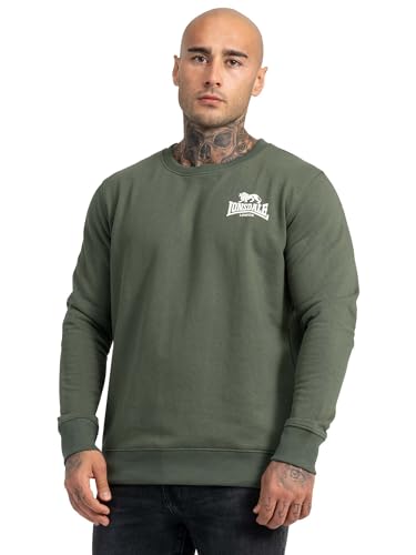 Lonsdale Herren Sweatshirt Longridge, Farbe:Olive/White, Größe:L