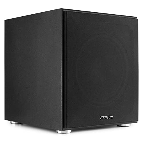 Fenton SHFS12B Subwoofer aktiv 12 Zoll, 400 Watt Sub Woofer, Integrierter Verstärker, Bass Box, Perfekt zum Aufrüsten Ihrer Stereoanlage, HiFi, TV, Heimkinosystem