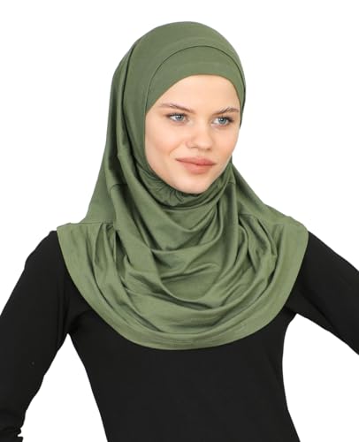 Prien Chic Hijab für Damen, Muslim Kopftuch Untertuch Set, Lange Kopftücher Kleid Frauen, Schal Für Gebetskleidung Abaya, Muslimische Kleider Für Ramadan Hajj (Khaki)