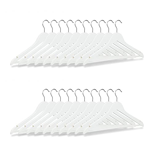 Relaxdays Kleiderbügel Set Holz, 20er Pack Garderobenbügel, Hemden & Hosen, 360° drehbar, HxB 23 x 44 cm, versch. Farben