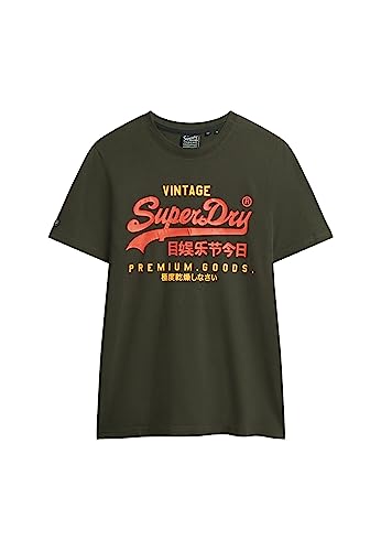 Superdry Herren Klassisches Vintage Logo Heritage T-Shirt Verwaschenes Schwarz L