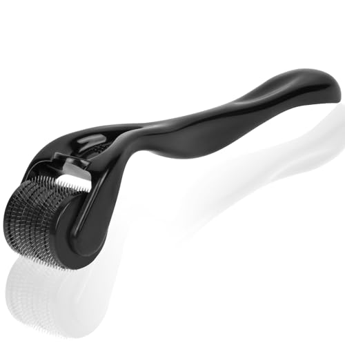 LOPHE Bartroller 0.25mm, Derma-Roller für Männer, Bartroller Bartwuchs, Micro needle Roller zur Haut- und Haarpflege Für Mann & Frau (Schwarz)