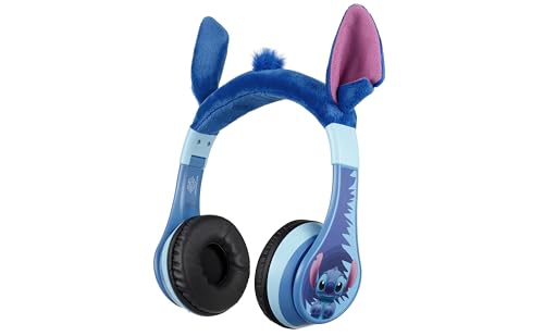 ekids Disney Stitch Bluetooth-Kopfhörer, kabellose Kopfhörer mit Mikrofon, inklusive AUX-Kabel, Lautstärkeregelung, Kinder, Faltbare Kopfhörer für Schule, Zuhause oder Reisen