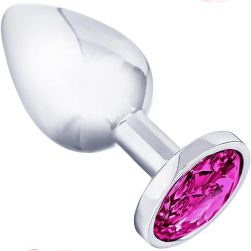 FOPS Anal Plug für Frauen Edelstahl Butt Plug mit Rosa Diamant 7,2 cm Länge 2,7 cm Durchmesser Mini Analplug für Anfänger Analplug# für Frauen Männer Sex Spielzeug Metall Analplugs mit Kristall A20-1