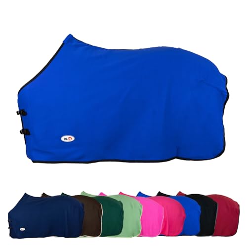 RL24 - Abschwitzdecke Basicline – Pferdedecke mit Schweifkordel, Widerristpolster & Metallverschluss – atmungsaktive Fleecedecke – Pferde Zubehör – Transportdecke in Royalblau – 65cm