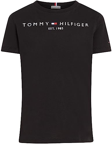 Tommy Hilfiger Kinder Unisex T-Shirt Kurzarm Essential Tee Rundhalsausschnitt, Schwarz (Black), 12 Jahre
