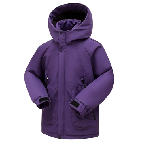 Regenjacke Kinder Winterjacke Mädchen Warme Daunenjacken Wasserdichte Skijacke Winddich Wanderjacke Mode Jacke Casual Outdoorjacke Sport Mantel Funktionsjacke Puffer Jacket Thermojacke Lila 160