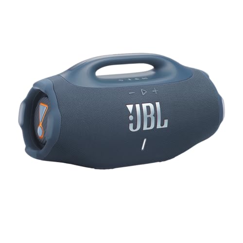 JBL Boombox 4 Tragbarer Bluetooth Lautsprecher, JBL Pro Sound mit AI Sound Boost, IP68 Wasser- und Staubdicht, Bis zu 34h Wiedergabe, Auracast Multi-Speaker, 2 Bass-Boost-Modi, Blau