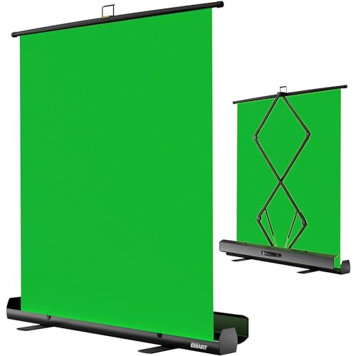 EMART Green Screen 165x220cm, Roll-up Panel Greenscreen Fotohintergrund, Grüner Foto Hintergrund mit Ständer für Fotostudio, Streaming, Videokonferenzen, TikTok, Zoom