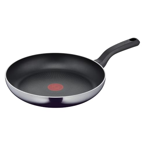 Tefal D52606 Resist Bratpfanne 28 cm | sichere Titanium Antihaftversiegelung | Thermo-Signal Temperaturindikator | leichte Reinigung | Flame Protect-Technologie | Schwarz | Ohne Induktion