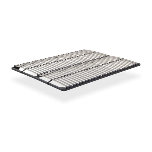 i-flair® Ortho Lattenrost 160x200cm Lattenrahmen mit 56 Federholzleisten und Mittelgurte, Stabiler Stahlrahmen für alle Matratzen geeignet