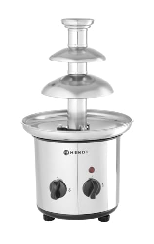 HENDI Schokoladebrunnen, 3 Etagen, maximale Schokoladekapazität: 1,5 kg, leicht zu reinigen, Schokofondue, Schokobrunnen, Schokofontäne, 230V/46W, ø215x(H)375mm, Edelstahl