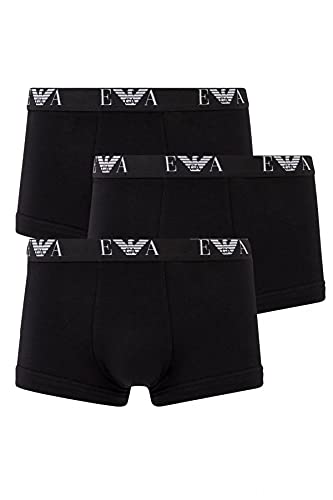 Emporio Armani Herren Men's Basic - Essential Monogram 3-pack Trunk Boxershorts, Black/Black/Black, L