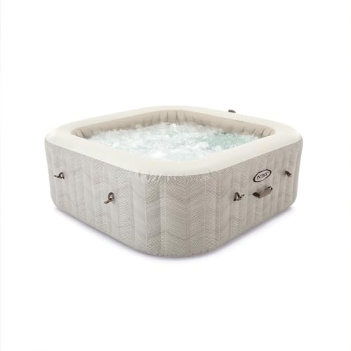 INTEX PureSPA Chevron Deluxe In- & Outdoor Whirlpool aufblasbar für 6 Personen 1098 L (196x196x71cm) Wasserenthärtungs- & Salzwassersystem - 170 Massagedüsen - 2200 W Heizsystem (28472NP)