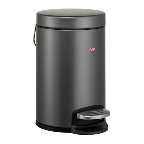 Wesco Kosmetik Abfallsammler in der Farbe graphit matt, hochwertiges Stahlblech, 3 Liter Volumen, Fußtritt, herausnehmbarer Kunststoffeinsatz