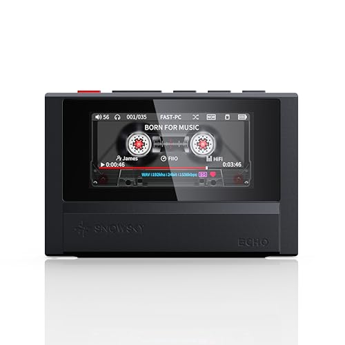 FiiO Echo Retro Hi-Res Digitaler Audio-Player, Dual-DAC-Bluetooth-Musik-Player, 4,4 mm symmetrischer Ausgang, Farbbildschirm, tragbarer DAP (schwarz)