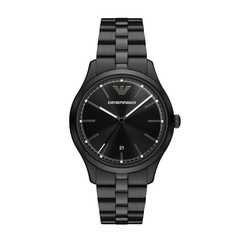 Emporio Armani Montre Pour Homme, Chronographe 3 Sous Cadrans à Quartz et boîtier de 41mm Avec Bracelet en Acier inoxydable ou en Cuir